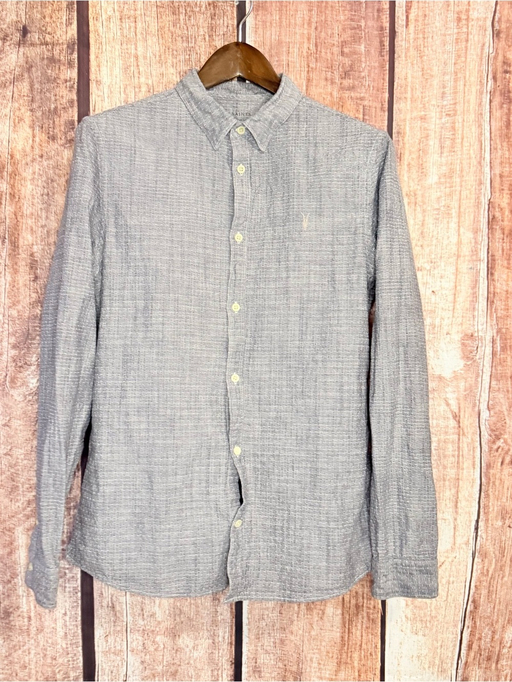 AllSaints Mens Textured Long-Sleeve Shirt